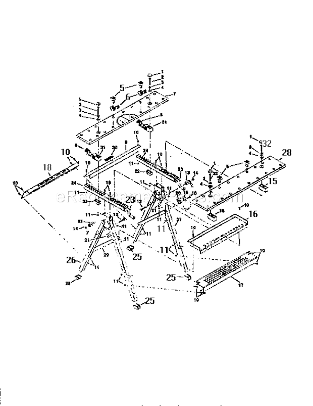 Unit Parts Diagram and Parts List for 695657960  Craftsman Workbench