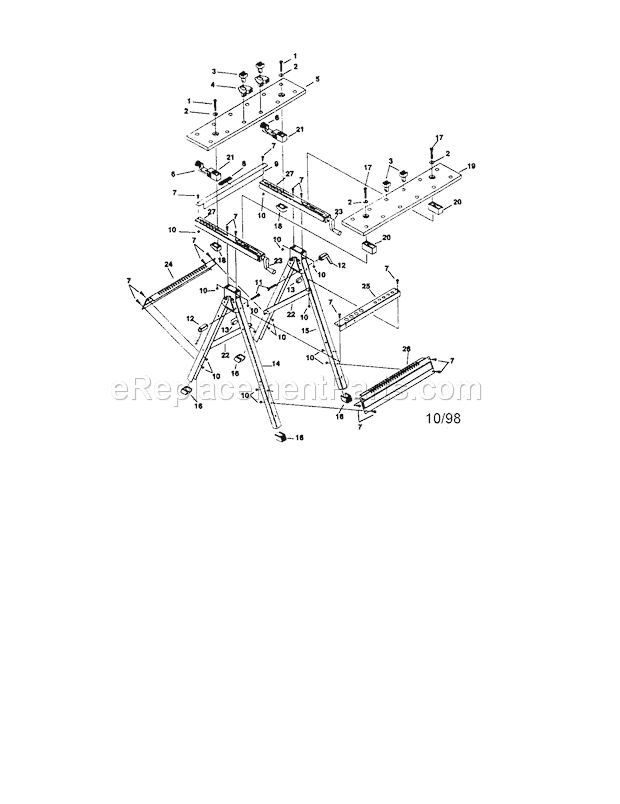 Unit Parts Diagram and Parts List for 695657990  Craftsman Workbench