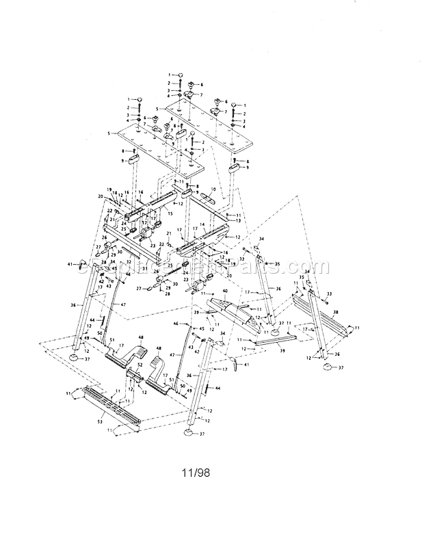 Unit Parts Diagram and Parts List for 69565803  Craftsman Workbench