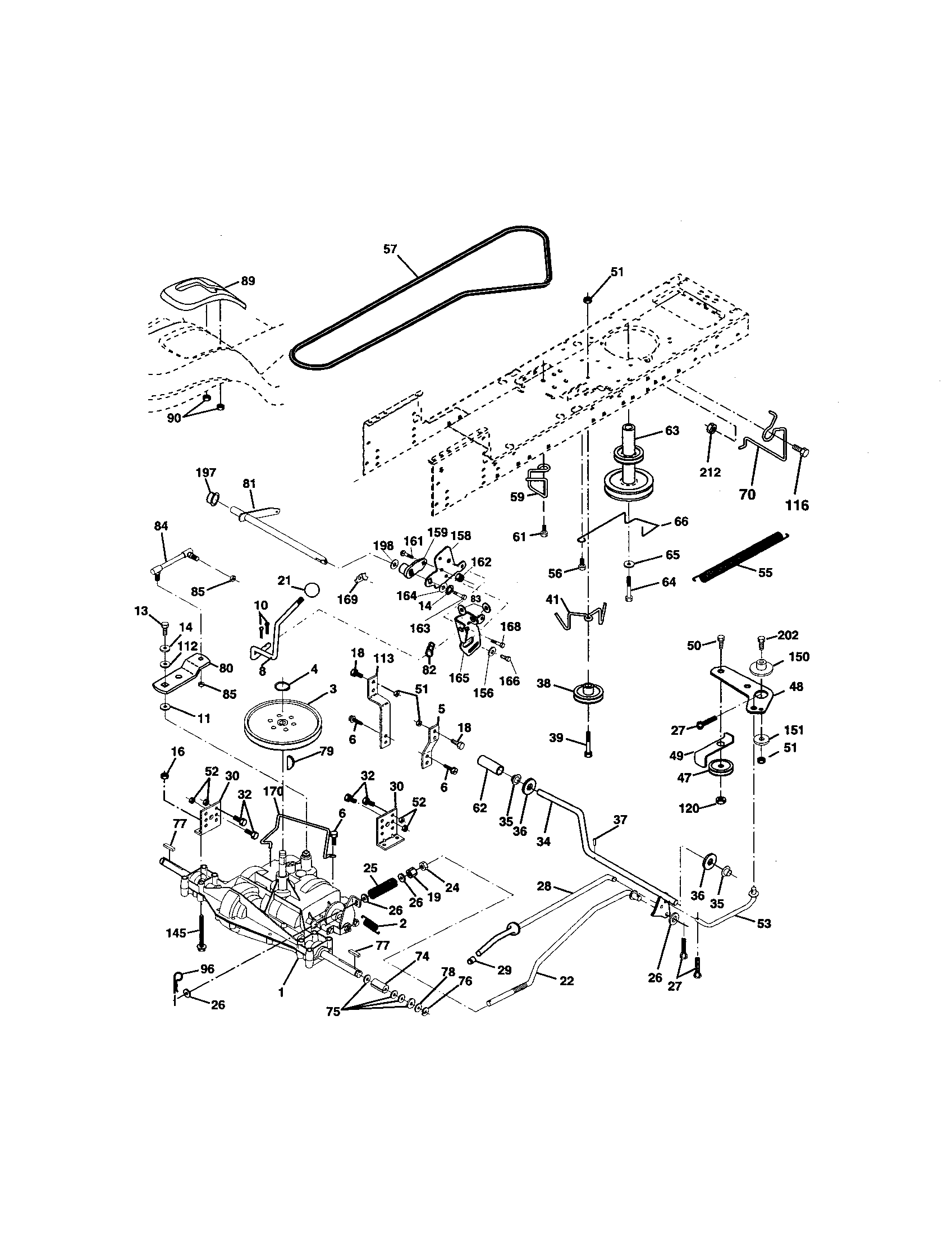 Ground Drive Diagram and Parts List for 917271654  Craftsman Lawn Tractor