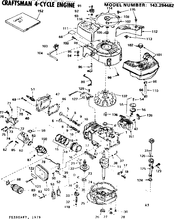 Replacement Parts Diagram and Parts List for 143294482  Craftsman Engine