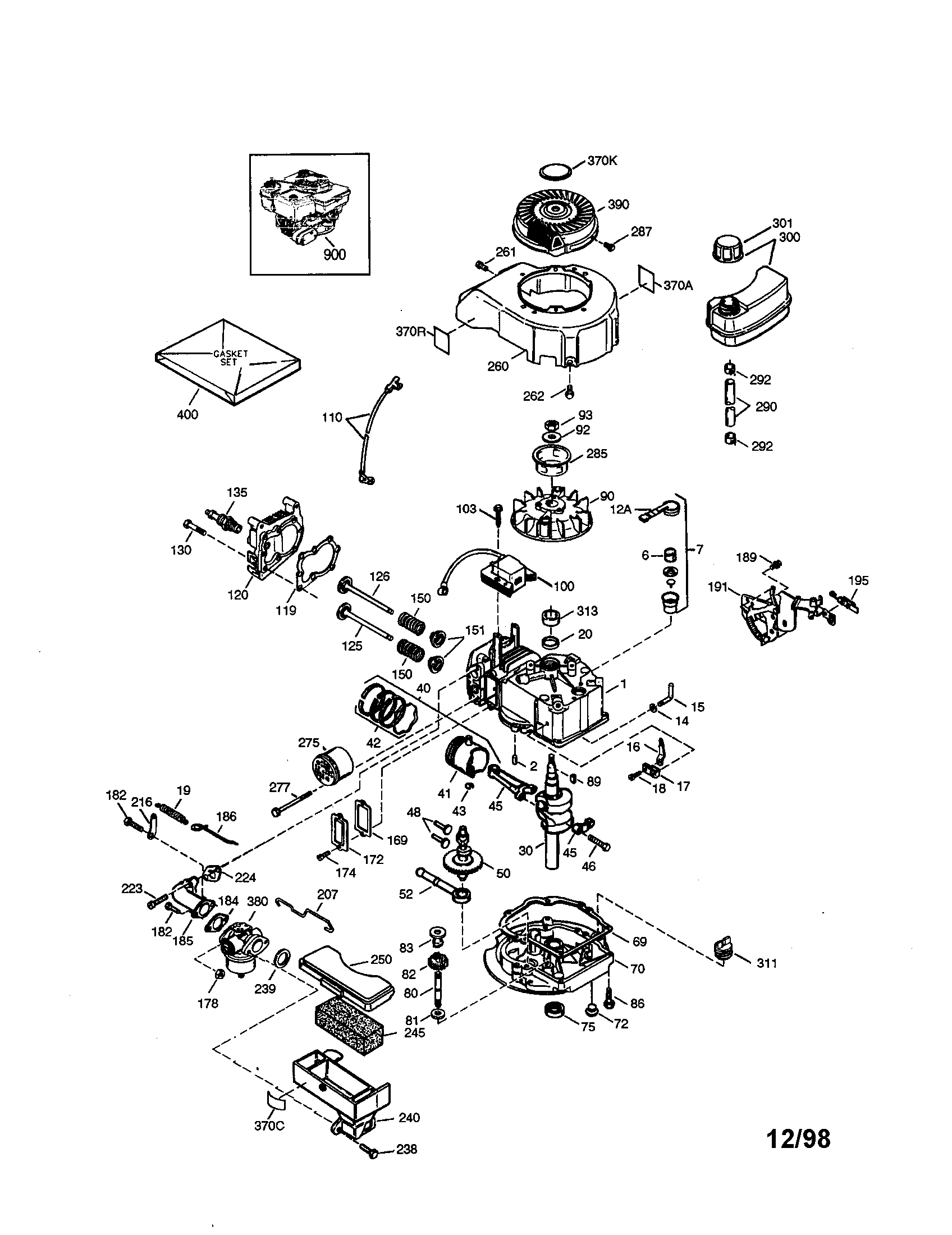 Craftsman 4-cycle Engine Diagram and Parts List for 143993508  Craftsman Engine