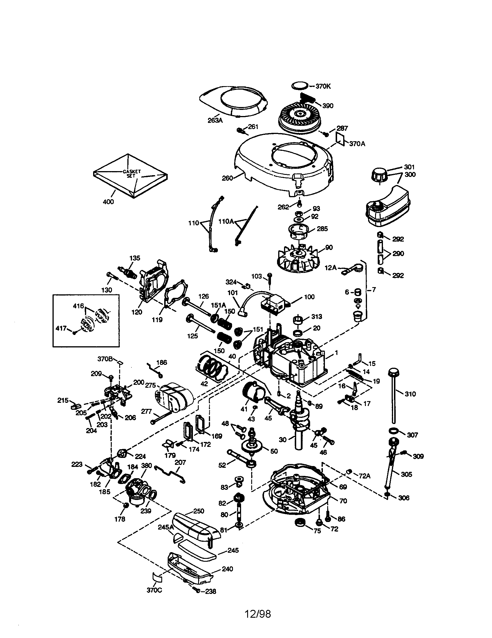 Craftsman 4-cycle Engine Diagram and Parts List for 143984030  Craftsman Engine