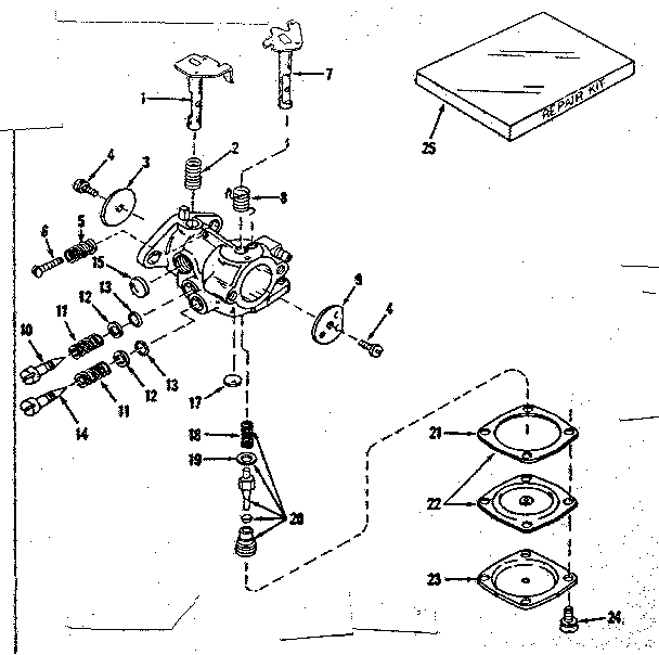 Carburetor Diagram and Parts List for 143134032  Craftsman Engine