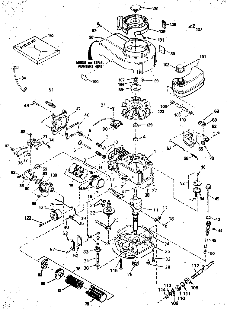Replacement Parts Diagram and Parts List for 143394012  Craftsman Engine