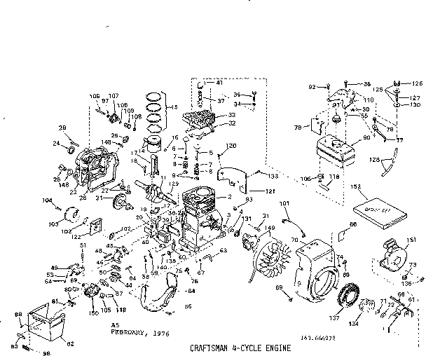 Engine Diagram and Parts List for 143664272  Craftsman Engine
