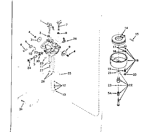 Carburetor No. 631114 Diagram and Parts List for 143177022  Craftsman Engine
