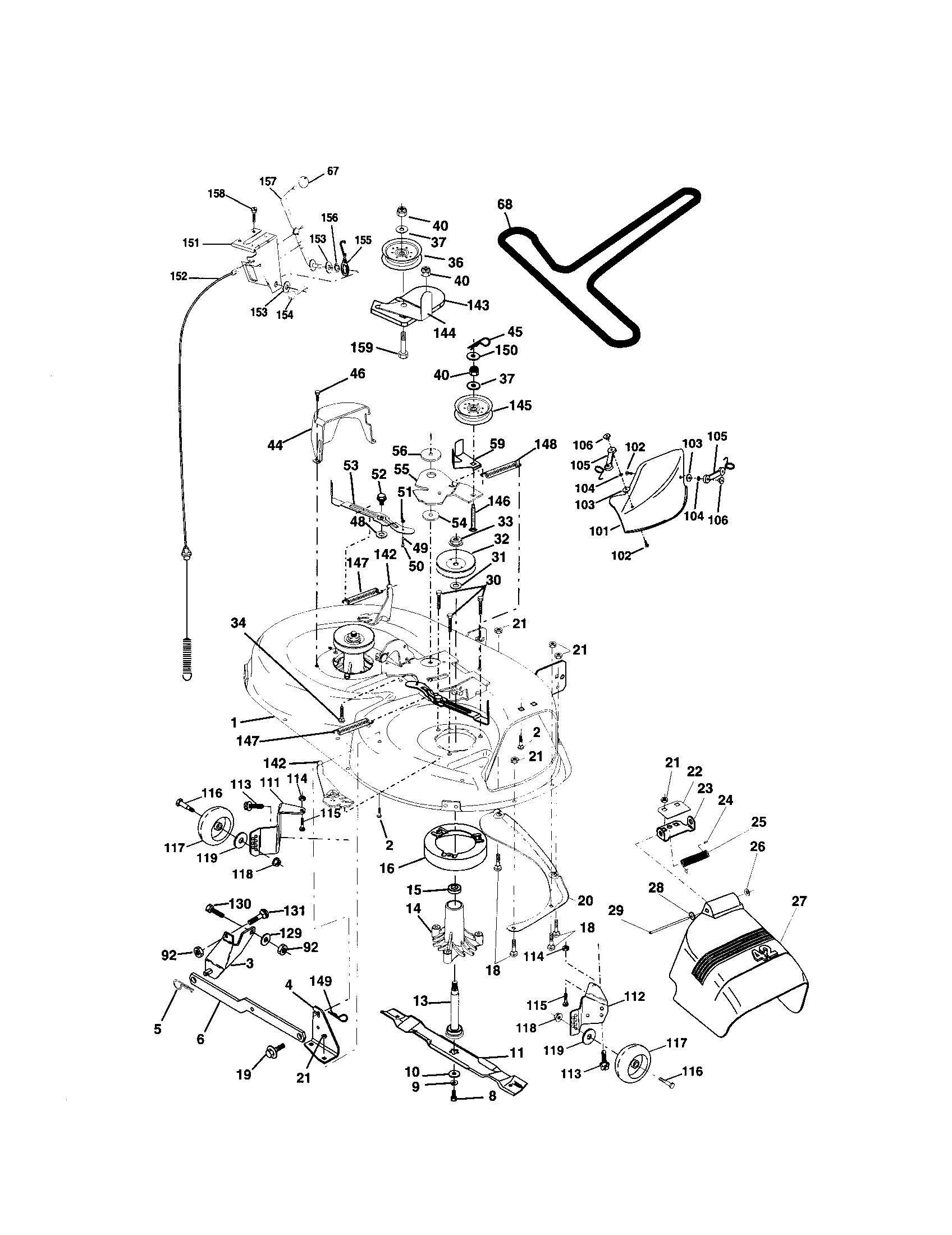 Mower Deck Diagram and Parts List for 917272067  Craftsman Lawn Tractor