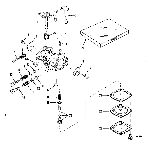 Carburetor No. 30146 Diagram and Parts List for 143501170  Craftsman Engine