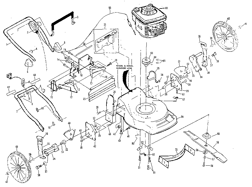 Main Frame Diagram and Parts List for 917372190  Craftsman Lawn Mower