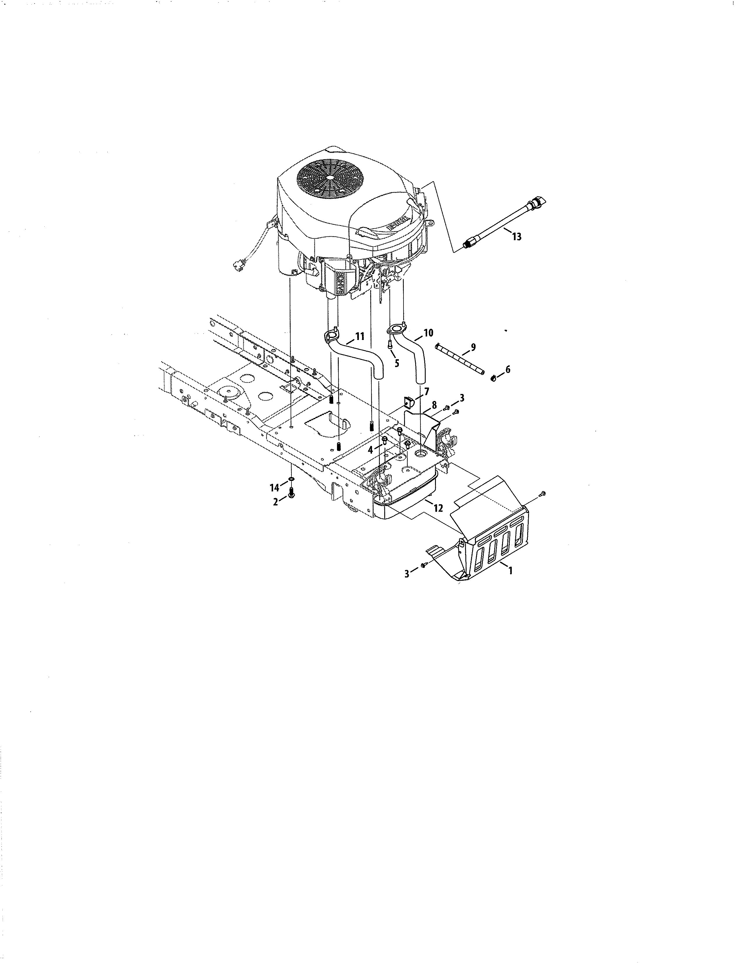 Engine / Muffler / Shield Diagram and Parts List for 247204430  Craftsman Lawn Tractor