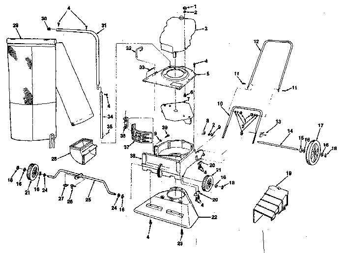 Replacement Parts Diagram and Parts List for 113798903  Craftsman Chipper Shredder