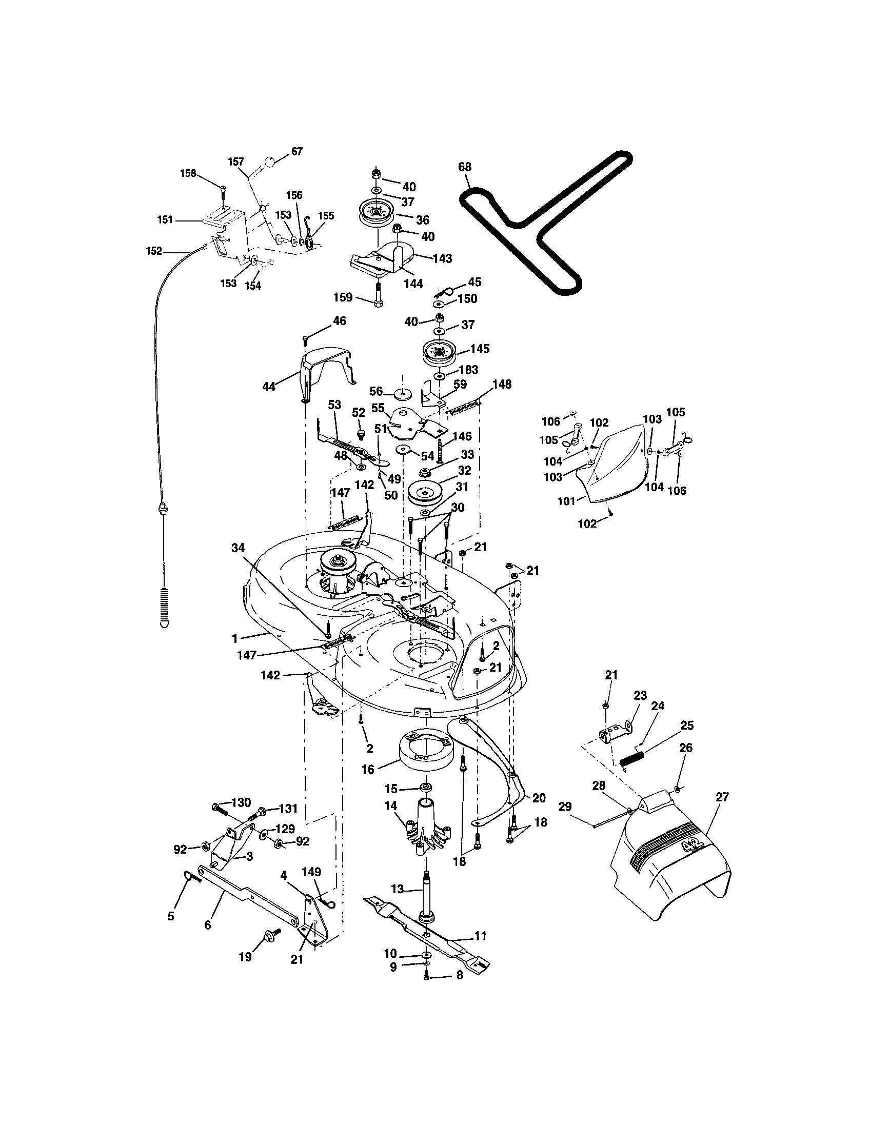Mower Deck Diagram and Parts List for 917272650  Craftsman Lawn Tractor