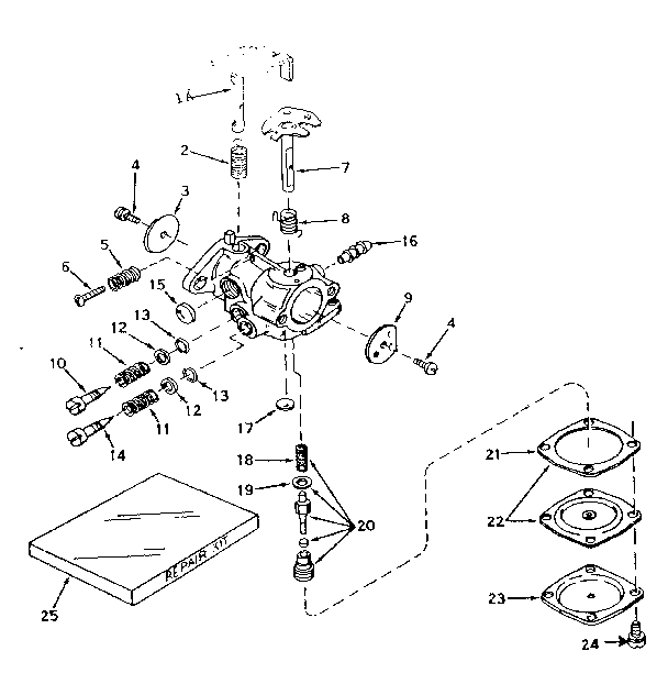 Carburetor No. 630989 Diagram and Parts List for 143571102  Craftsman Engine