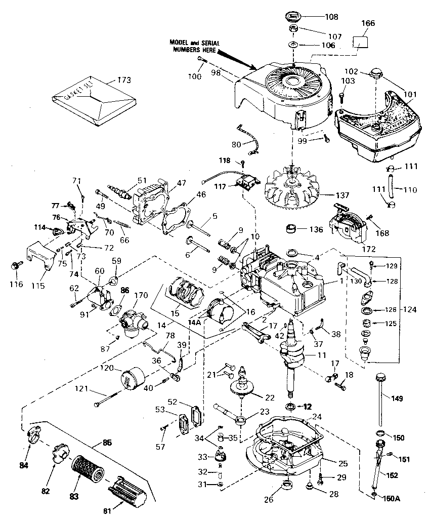 Replacement Parts Diagram and Parts List for 143384292  Craftsman Engine