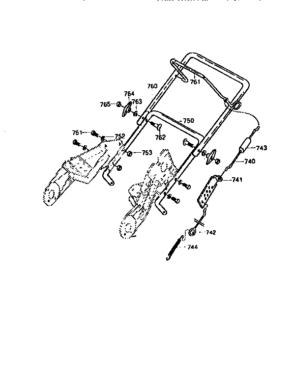 Handle Assembly Diagram and Parts List for 536886750  Craftsman Snow Blower