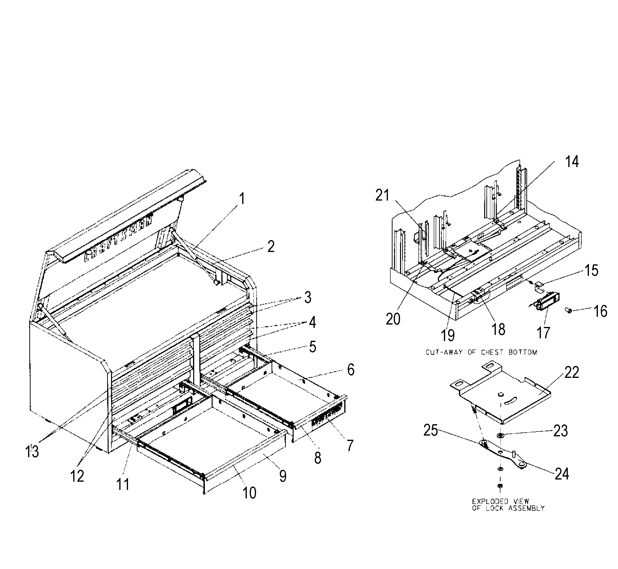 Tool Chest Diagram and Parts List for 706452870  Craftsman Tool Stand & Cart