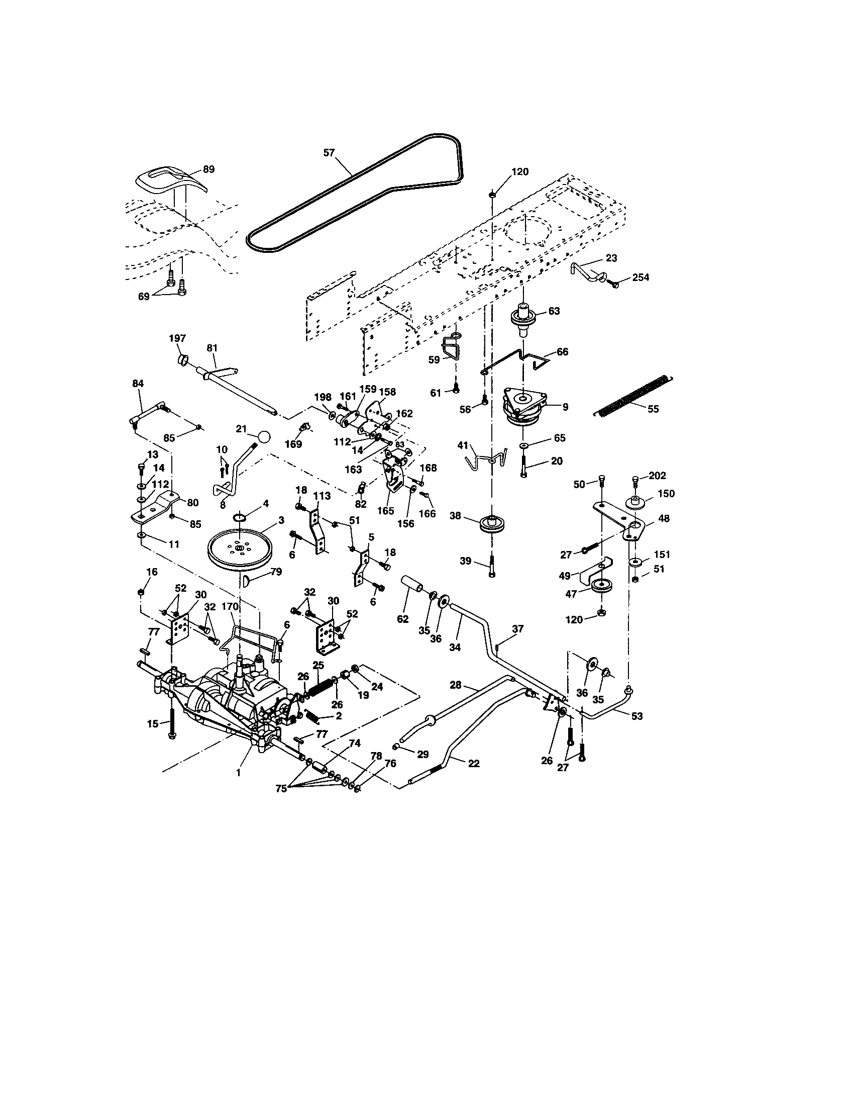 Ground Drive Diagram and Parts List for 917274032  Craftsman Lawn Tractor