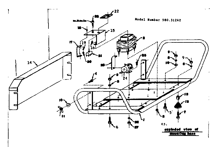 Mounting Base Diagram and Parts List for 58031242  Craftsman Engine