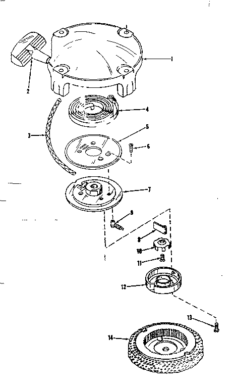 Rewind Starter No. 28319 Diagram and Parts List for 143105110  Craftsman Engine
