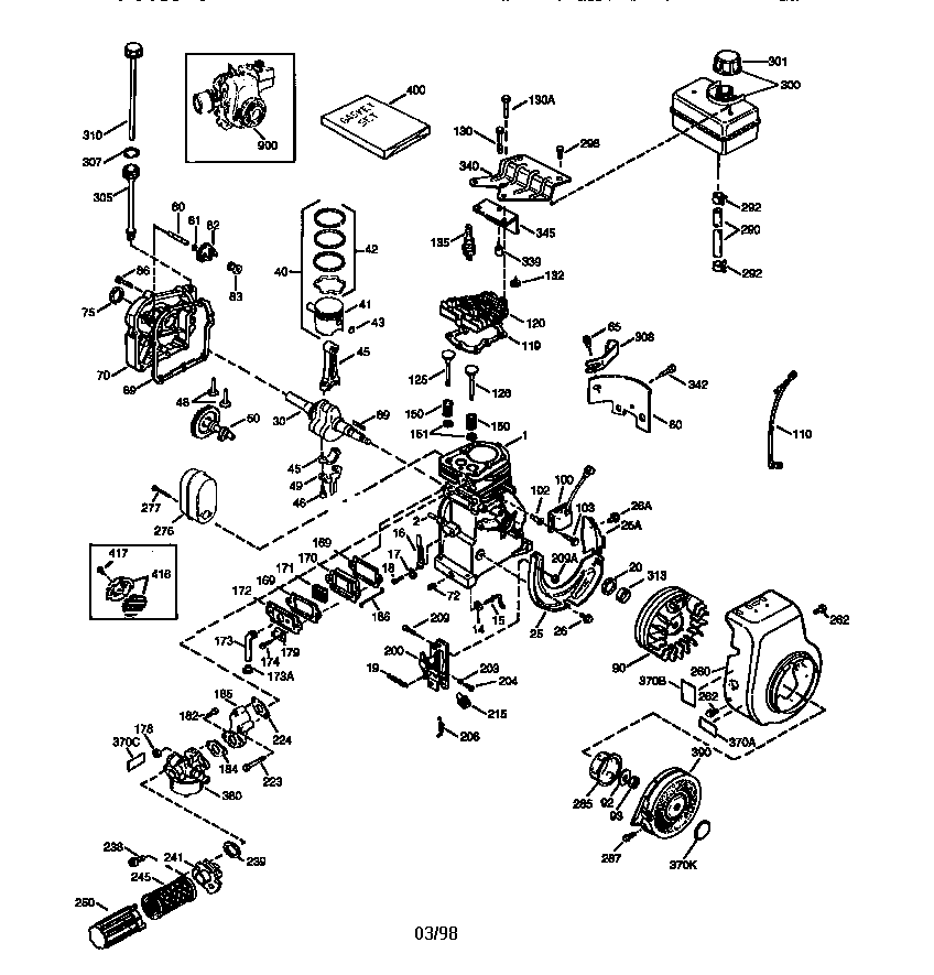 Engine 143.984001 Diagram and Parts List for 143984001  Craftsman Engine