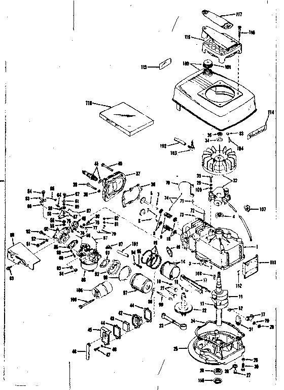 Basic Engine Diagram and Parts List for 14342204  Craftsman Engine