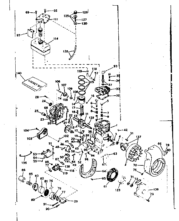 Basic Engine Diagram and Parts List for 143584052  Craftsman Engine