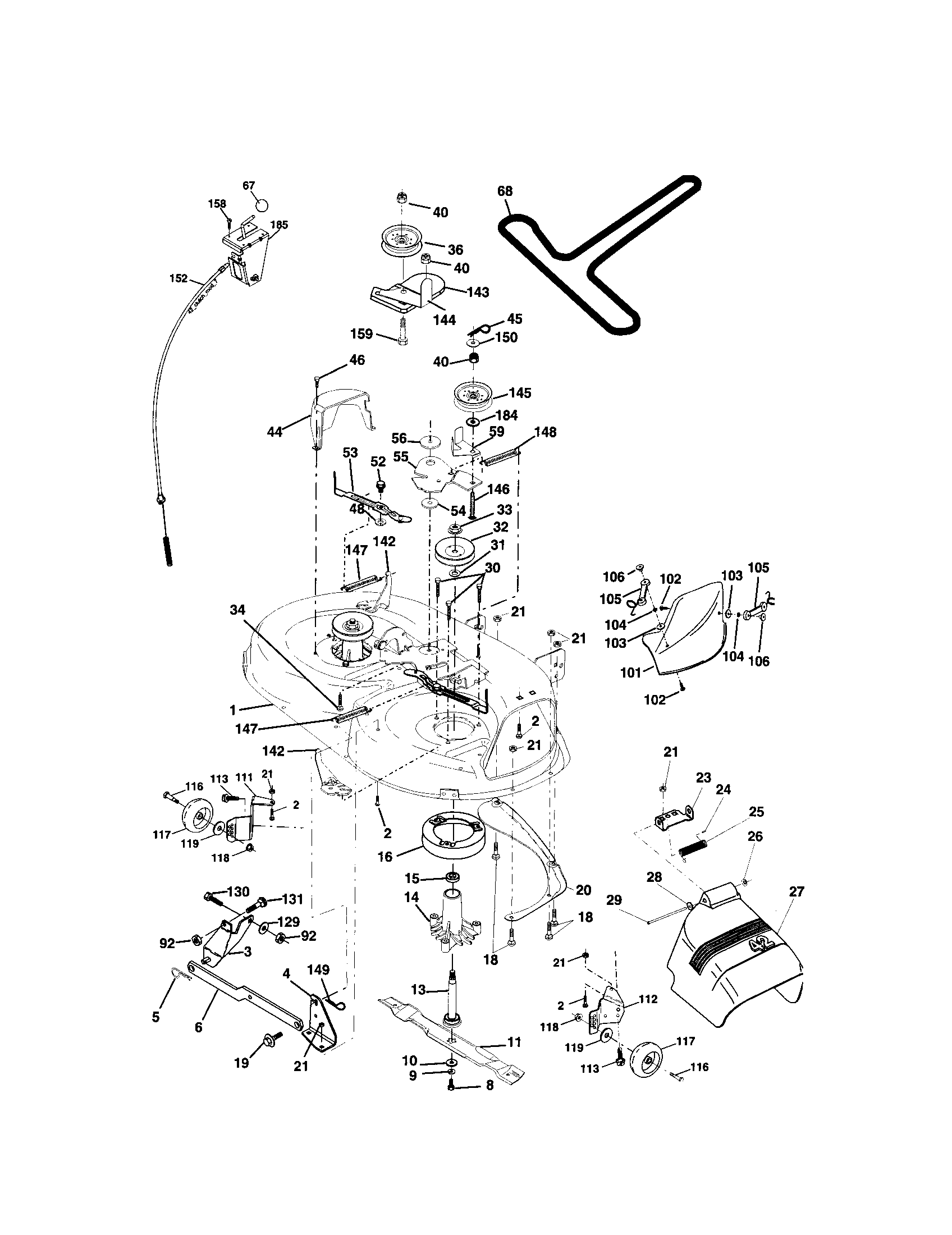 Mower Deck Diagram and Parts List for 917273510  Craftsman Lawn Tractor