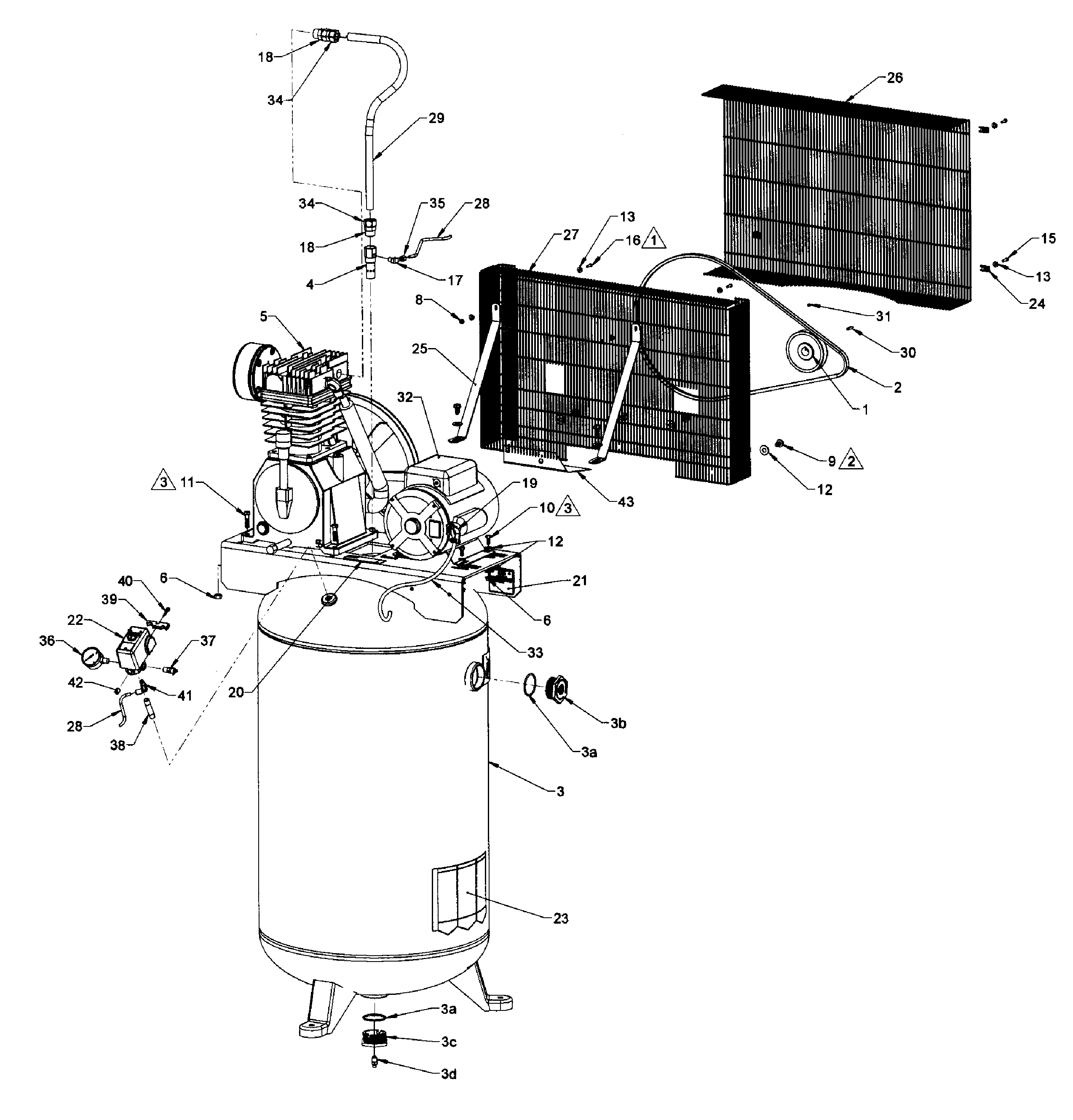 Compressor Assy Diagram and Parts List for 92116578  Craftsman Compressor