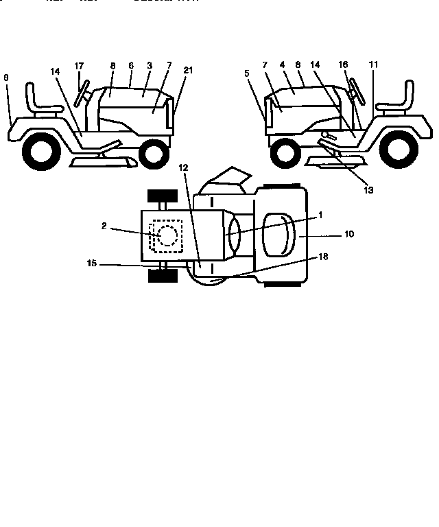 Decals Diagram and Parts List for 917256511  Craftsman Lawn Tractor