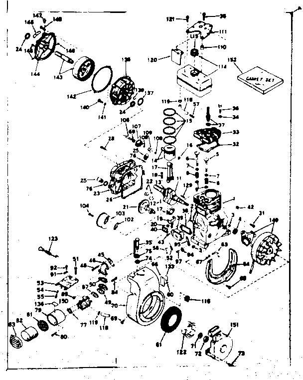 Basic Engine Diagram and Parts List for 143581072  Craftsman Engine