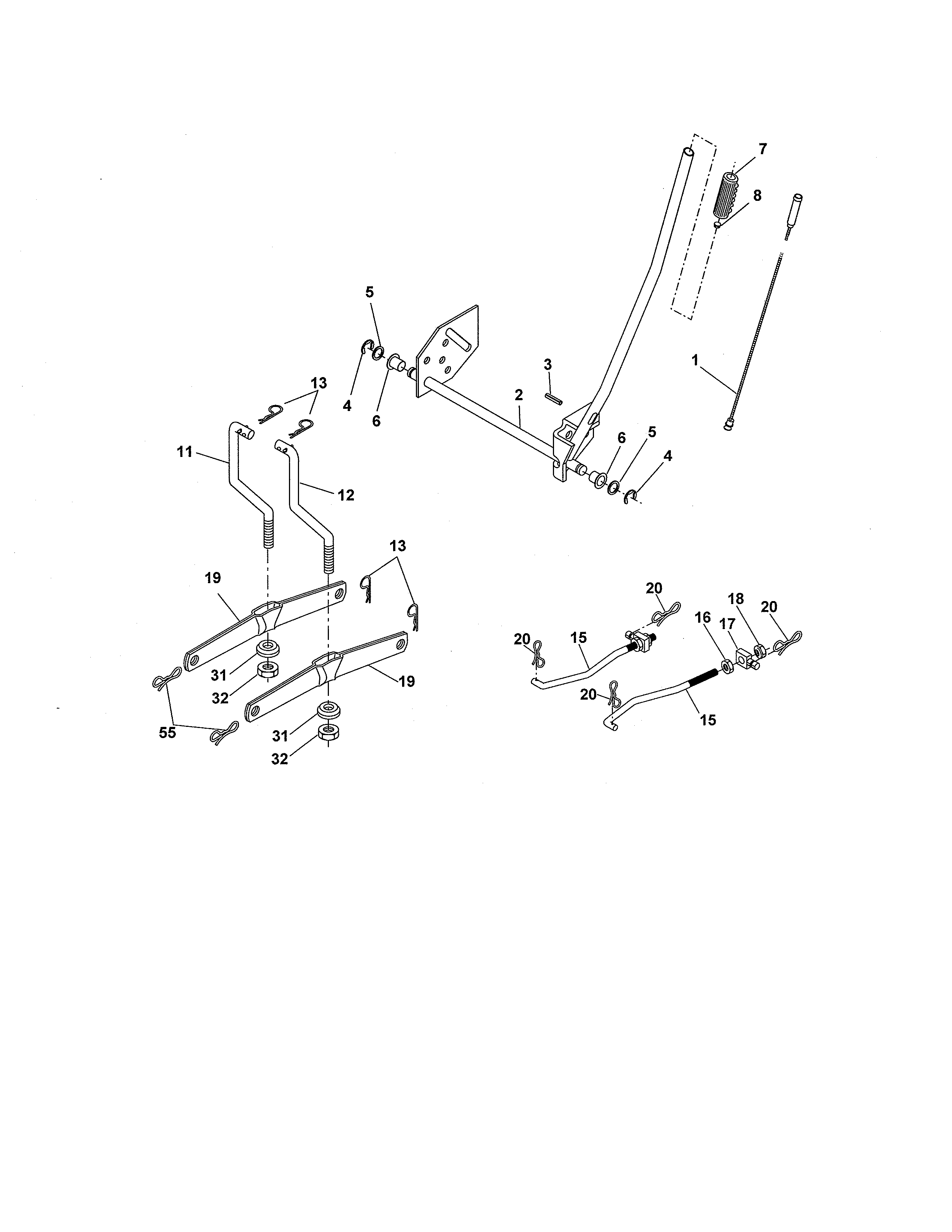 Lift Diagram and Parts List for 917280151  Craftsman Lawn Tractor
