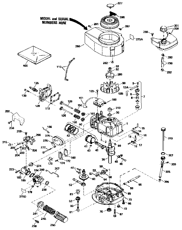 Replacement Parts Diagram and Parts List for 143434342  Craftsman Engine