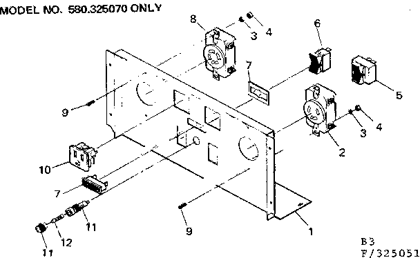 Control Panel 325070 Diagram and Parts List for 580325051  Craftsman Engine