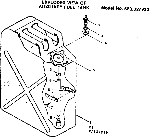 Auxiliary Fuel Tank Diagram and Parts List for 580327930  Craftsman Engine