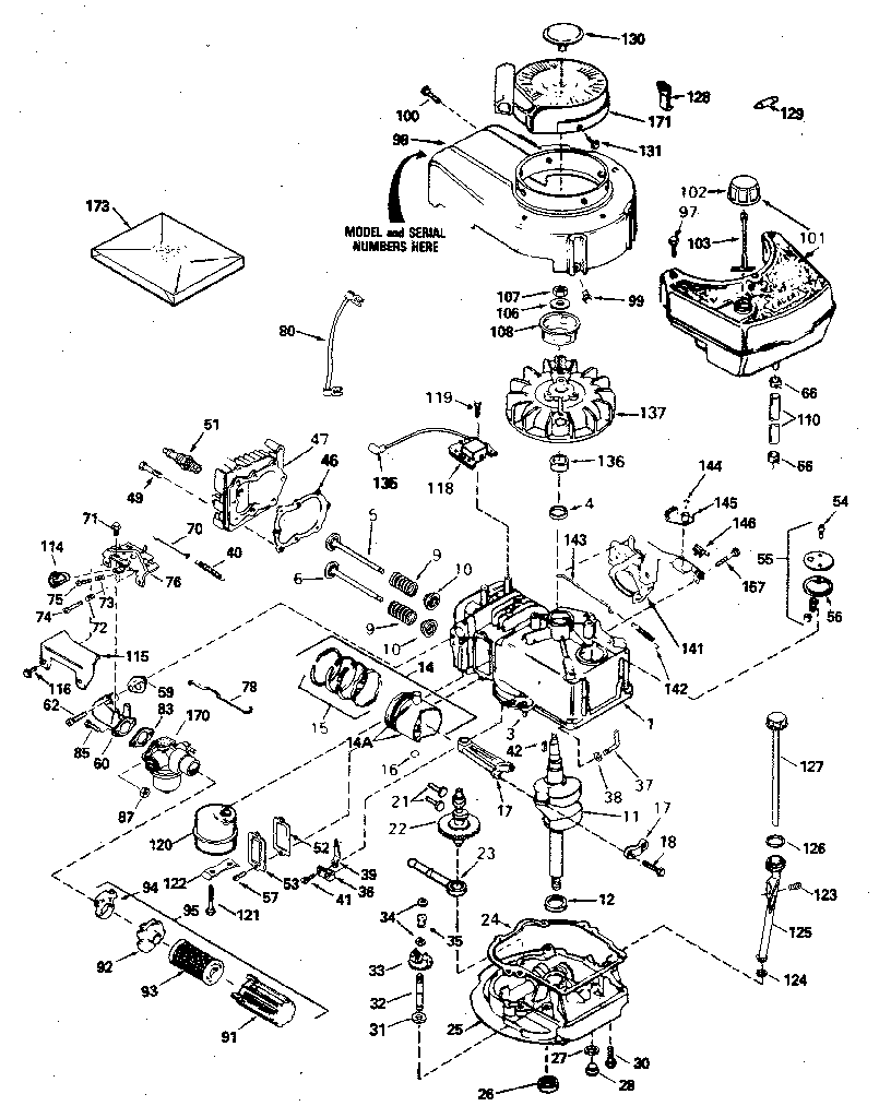 Replacement Parts Diagram and Parts List for 143394172  Craftsman Engine