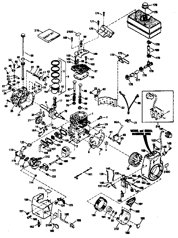 Basic Engine Diagram and Parts List for 143796053  Craftsman Engine