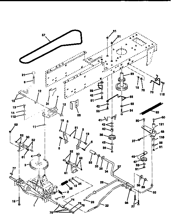 Drive Diagram and Parts List for 917258502  Craftsman Lawn Tractor