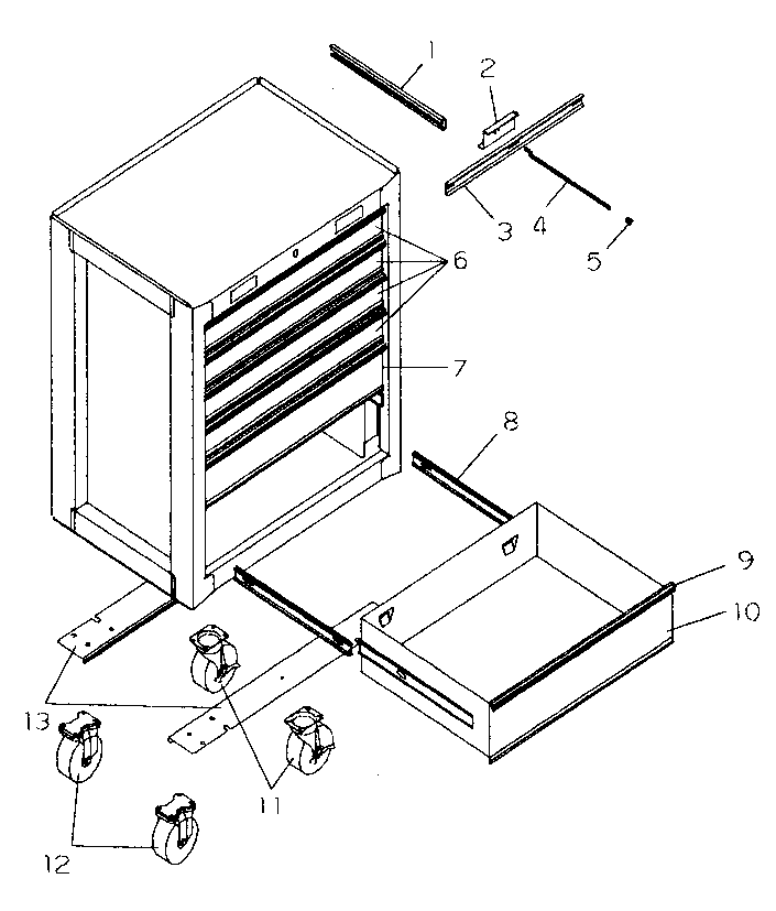 Chest Diagram and Parts List for 706652021  Craftsman Tool Stand & Cart