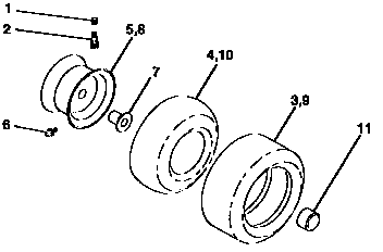 Wheels And Tires Diagram and Parts List for 917258471  Craftsman Lawn Tractor