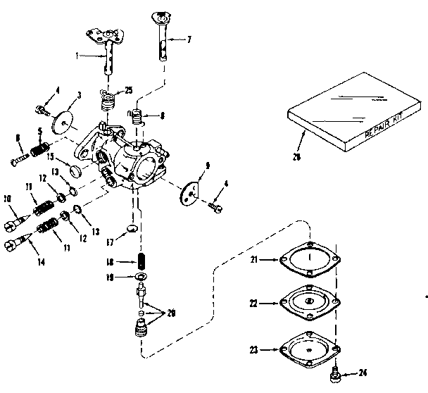 Carburetor Diagram and Parts List for 143501081  Craftsman Engine