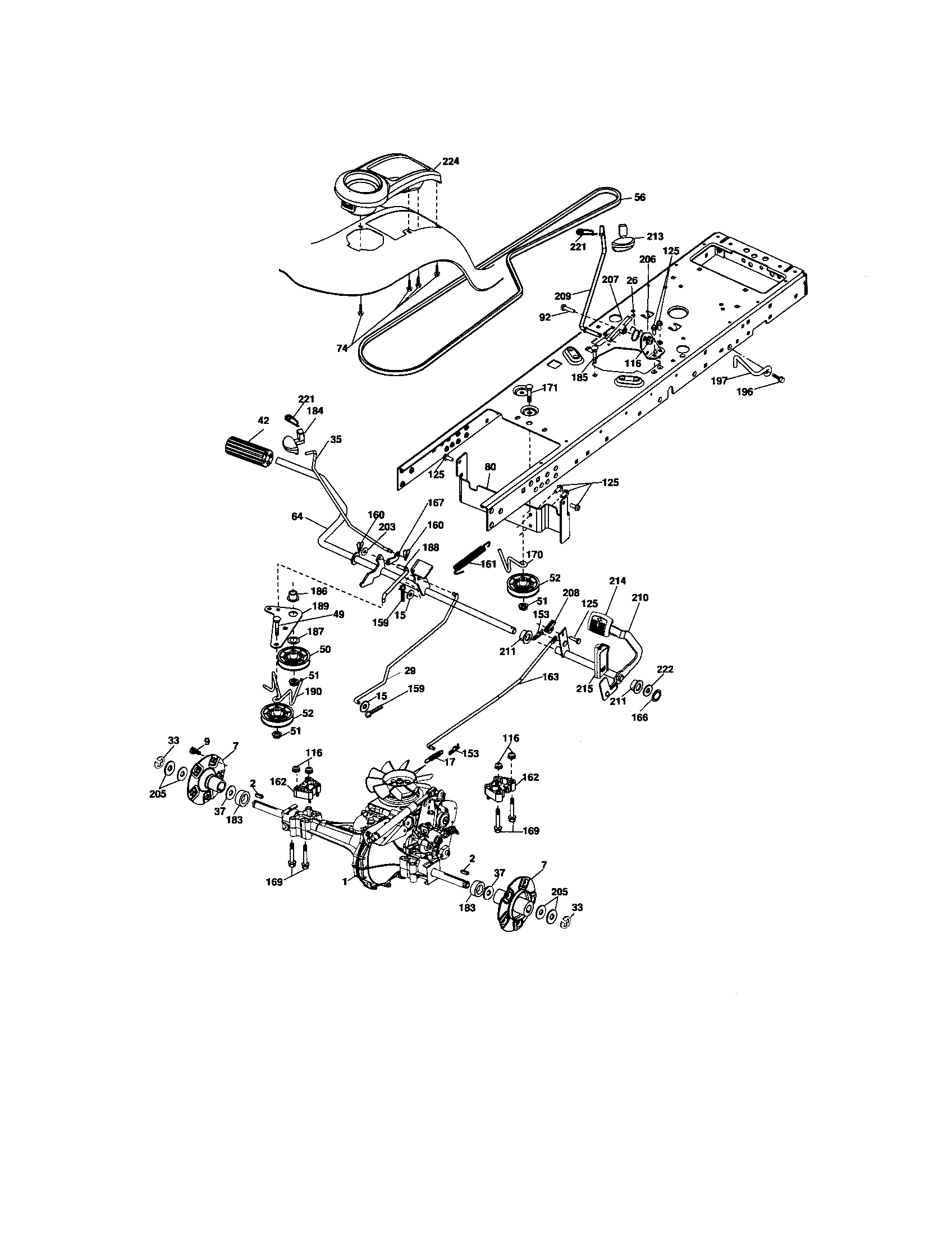Ground Drive Diagram and Parts List for 917276880  Craftsman Lawn Tractor