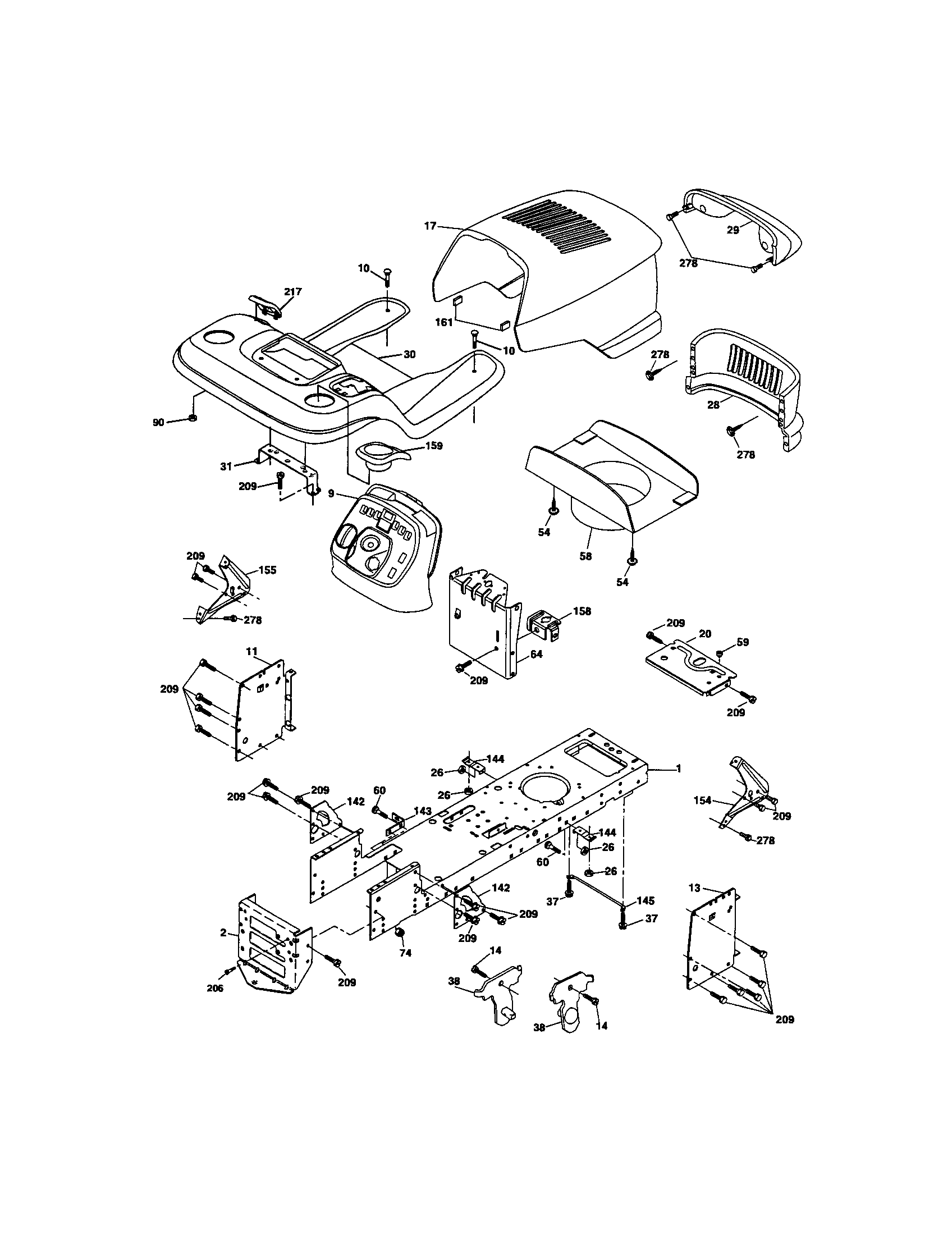 Chassis And Enclosures Diagram and Parts List for 917275682  Craftsman Lawn Tractor