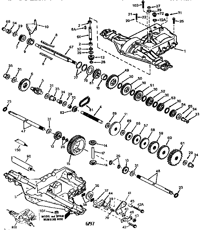 Peerless Transaxle Diagram and Parts List for 917P930-55A  Craftsman Lawn Tractor