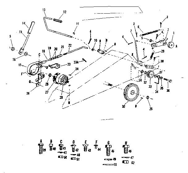 Idler & Breaking Assembly Diagram and Parts List for 91725550  Craftsman Lawn Tractor