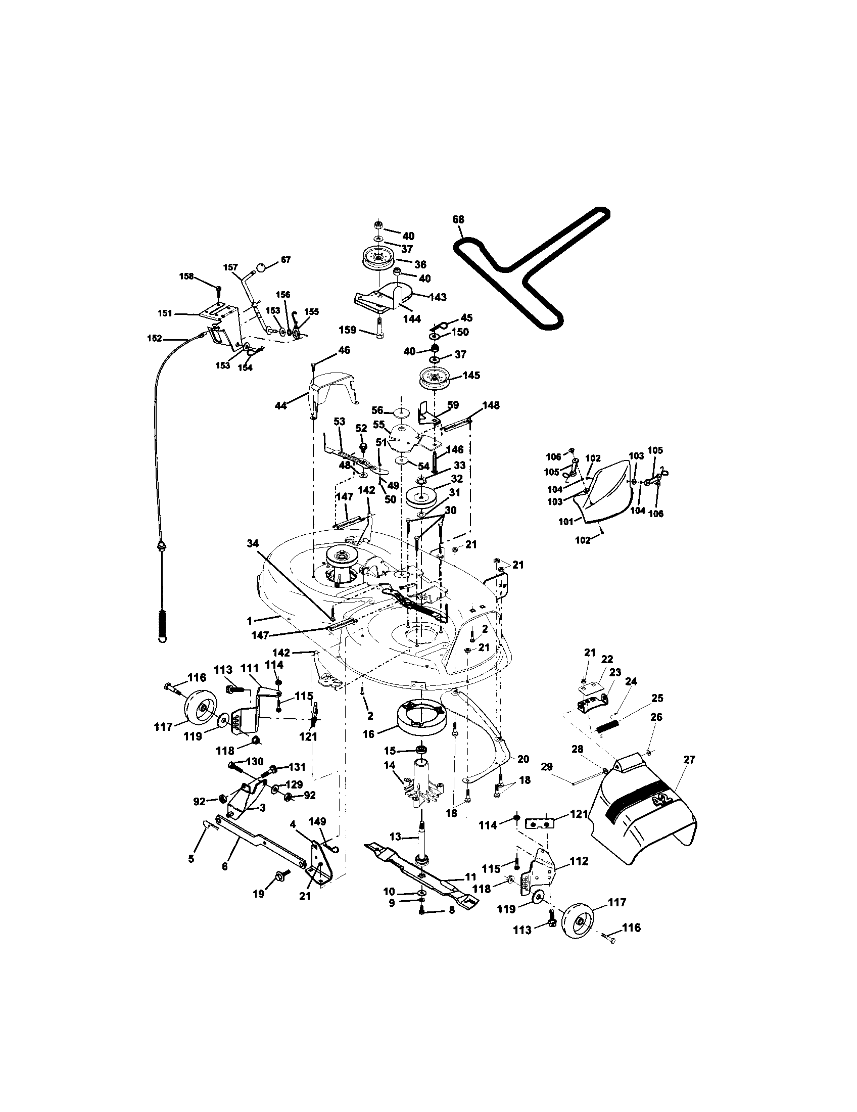 Mower Deck Diagram and Parts List for 917272072  Craftsman Lawn Tractor