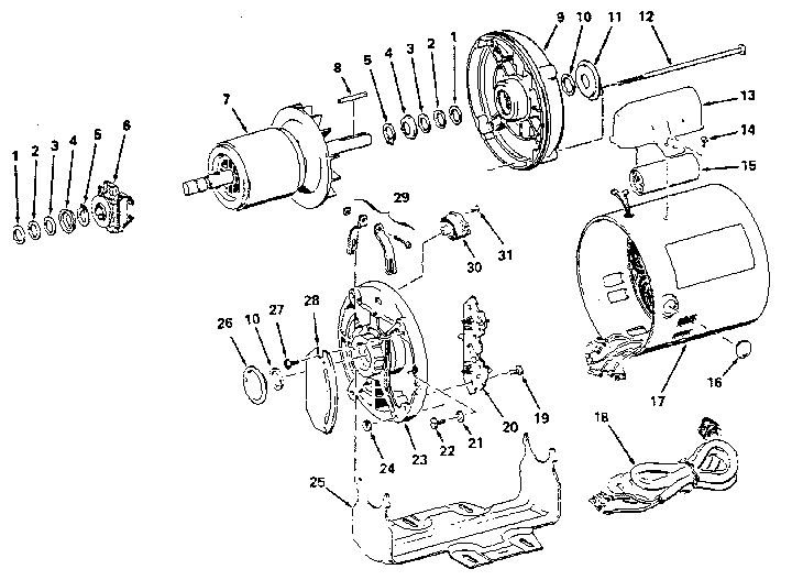 Unit Diagram and Parts List for 1131247  Craftsman Power Motor
