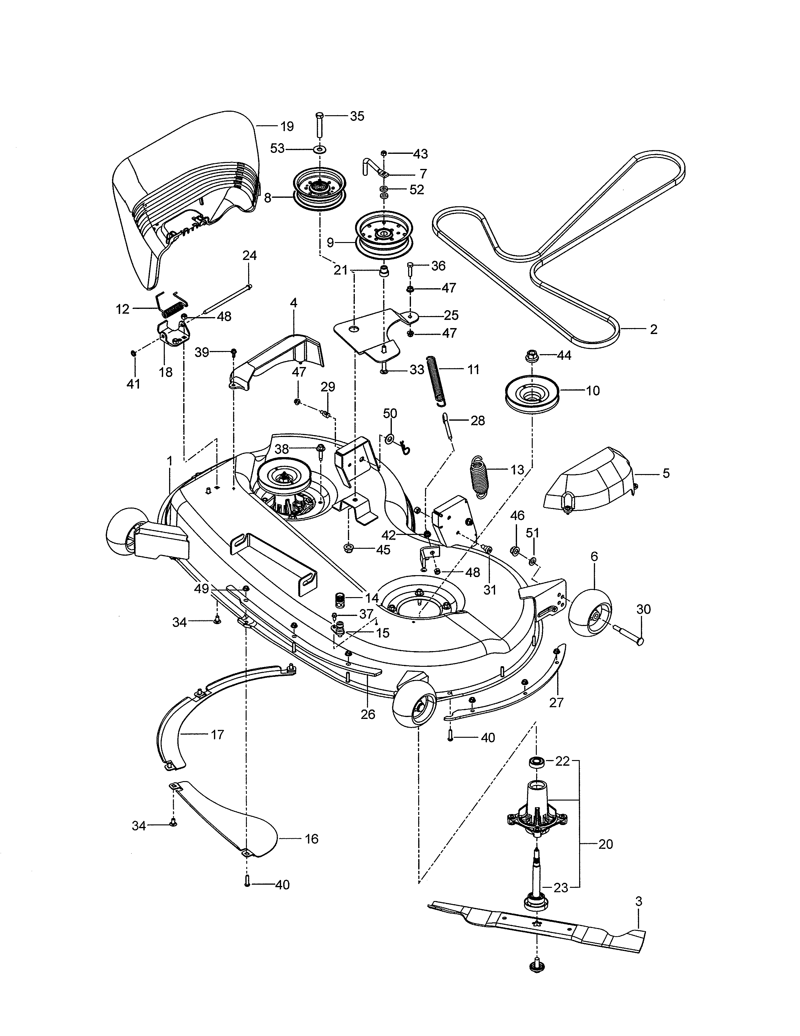 Mower Deck/cutting Deck Diagram and Parts List for 917277780  Craftsman Engine