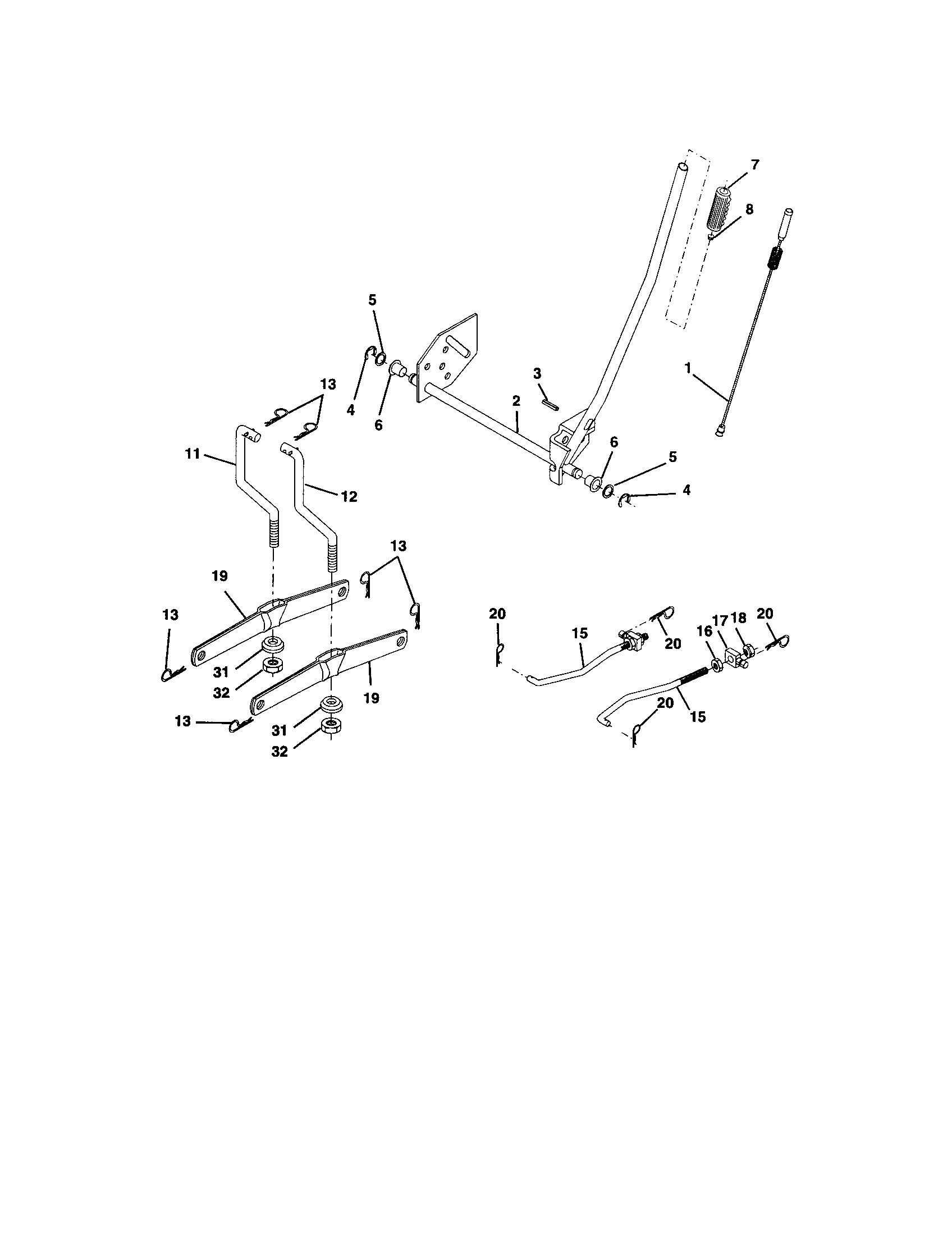 Lift Assembly Diagram and Parts List for 917274750  Craftsman Lawn Tractor
