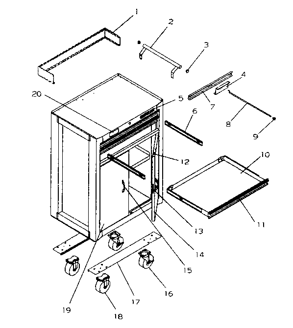 Cabinet Parts Diagram and Parts List for 706653274  Craftsman Tool Stand & Cart
